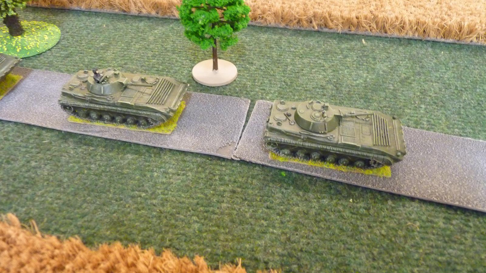 The Soviet recce platoon advances along the road